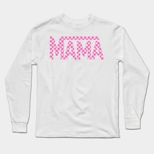 Checkered mama retro design Long Sleeve T-Shirt